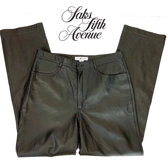 Saks Fifth Avenue Pants - Saks Fifth Avenue Black Leather Pants High Rise 14